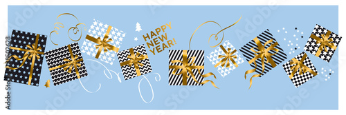Happy New Year color vector banner template