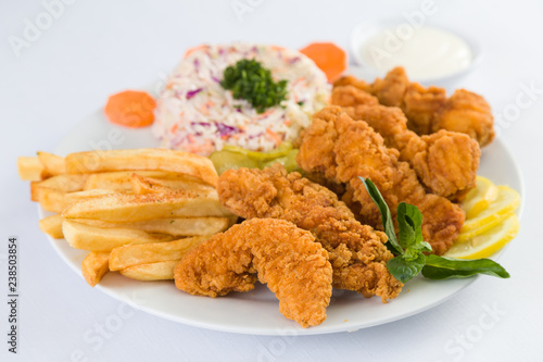 Chicken Tenders with Fries and salad