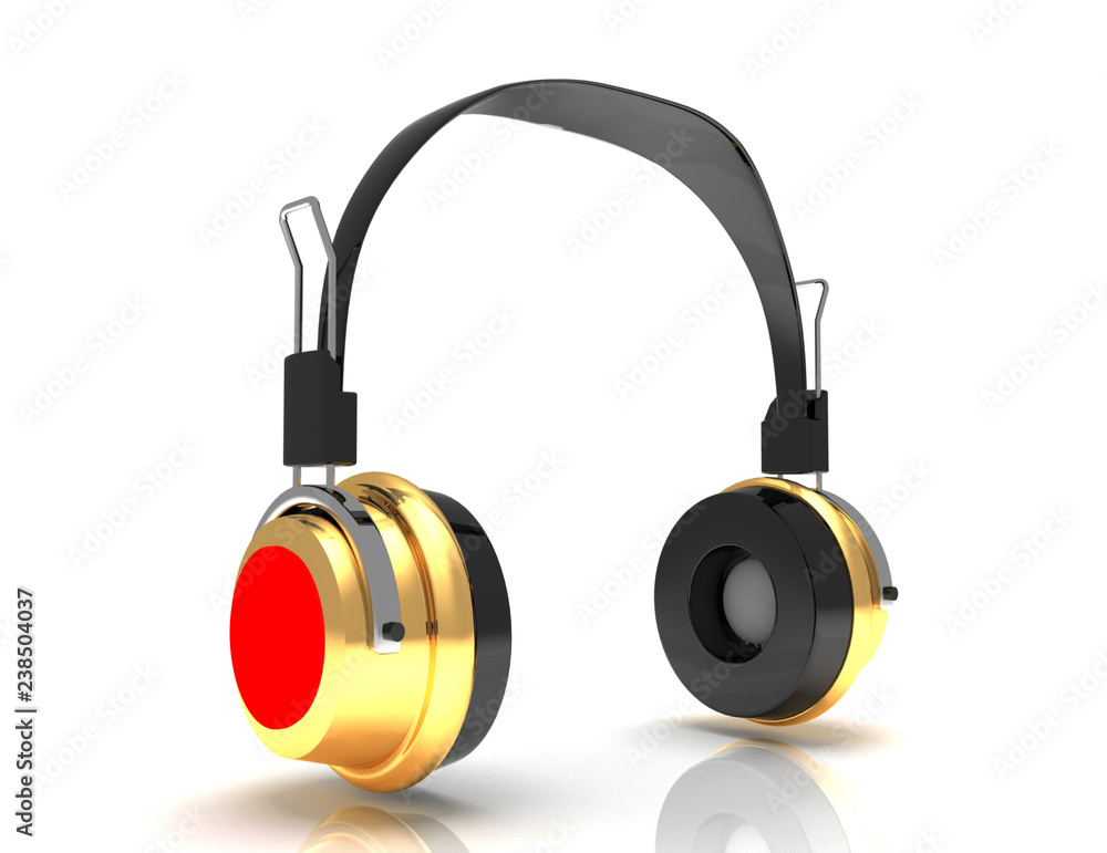 headphones 3D. Icon. Isolated on white background headphones 3D. Icon. Isolated on white background