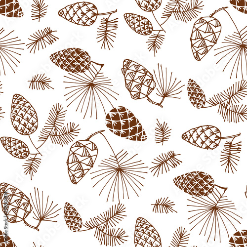 Pinecones color seamless pattern