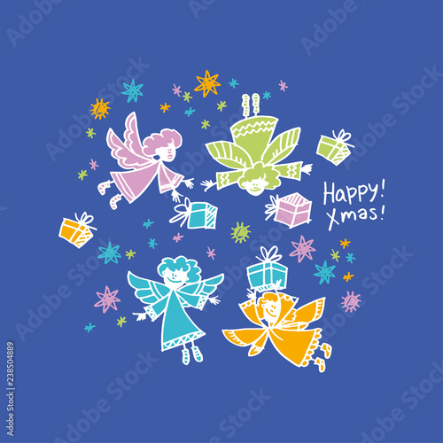 Christmas hand drawn greeti...