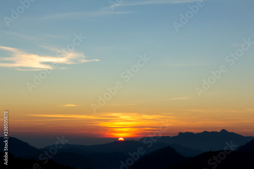 colorful of sky in the evening or morning at famous mountain in Thailand © AungMyo