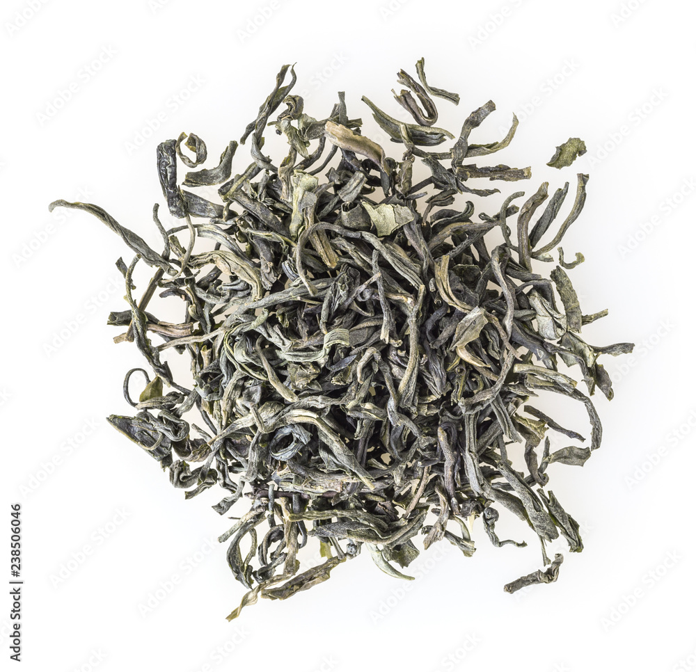 Heap of green tea isolated on white background Heap of green tea isolated on white background