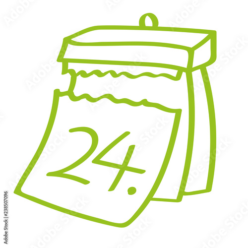 Handgezeichneter Kalender - Tag 24 in hellgrün