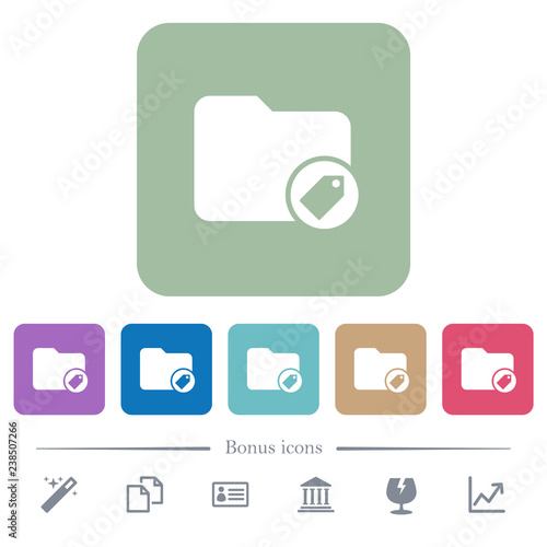 Tagging directory flat icons on color rounded square backgrounds