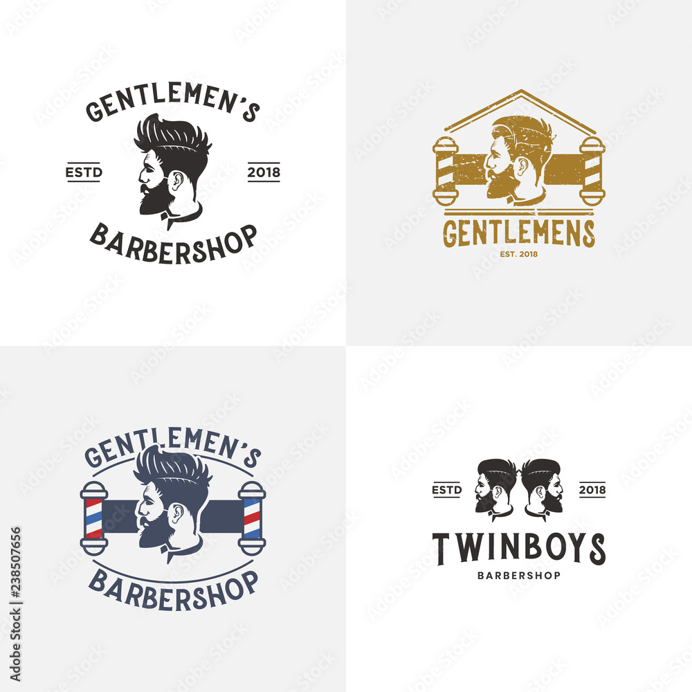Set of barber shop logo design template inspiration Stock Vector | Adobe  Stock