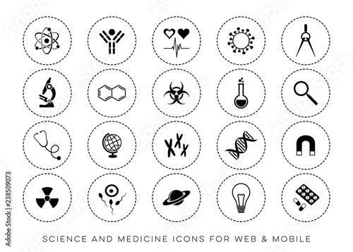 Black vector universal science web and mobile icons