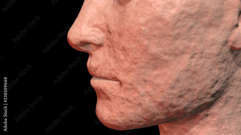 Skin Problems old, weathered, sun damaged wrinkled skin . 3d render