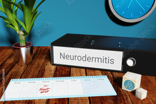 Konzept für Termin bei einem Hautarzt für die Behandlung von Neurodermtitis photo