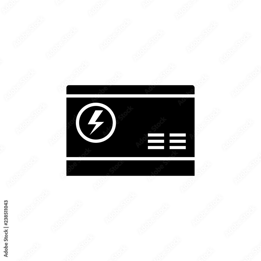 Electric home generator silhouette icon. Clipart image isolated on