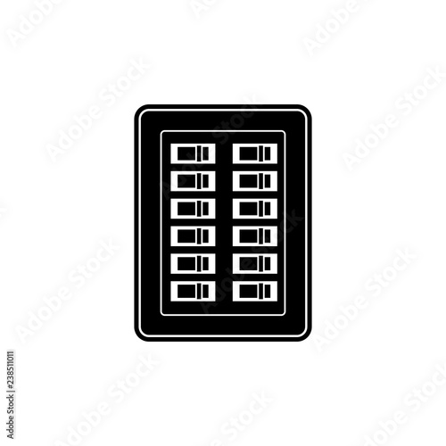 Electrical breaker box silhouette icon. Clipart image isolated on white background