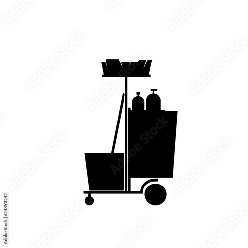 Cleaning cart silhouette icon. Clipart image isolated on white background