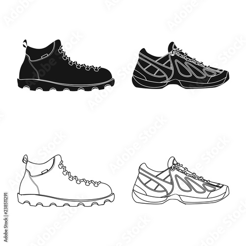 Vector illustration of shoe and footwear logo. Collection of shoe and foot stock vector illustration.