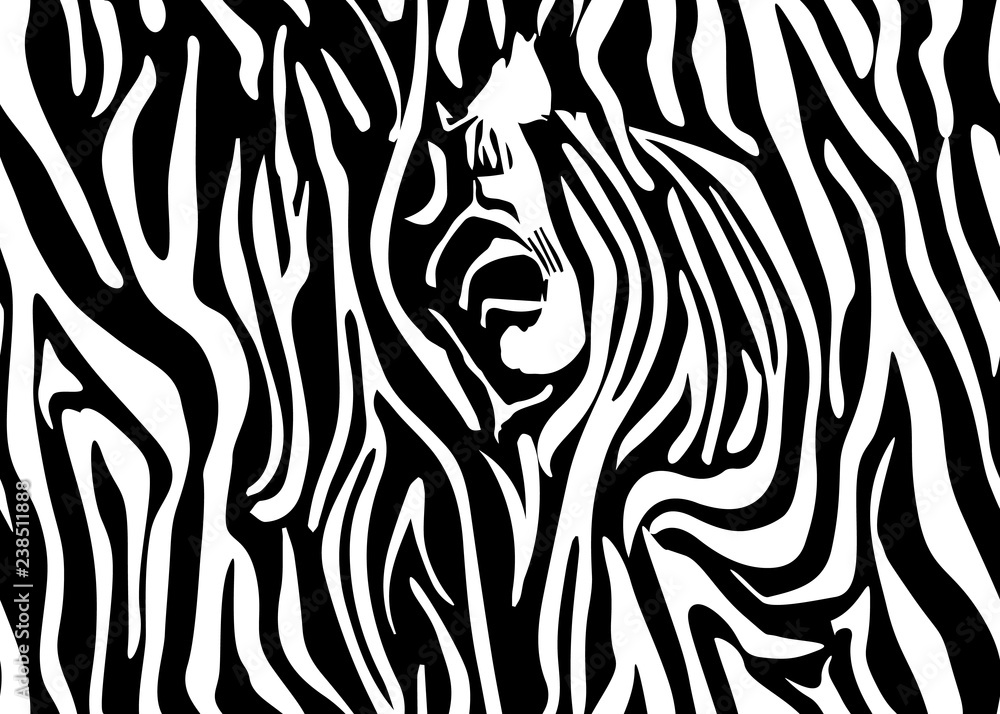 Vector zebra seamless pattern. Black and white beautiful texture. Perfectly for wrapping paper, bed linen, textile, fabric, cover, wallpaper, fashion, kids clothing, bags prints.