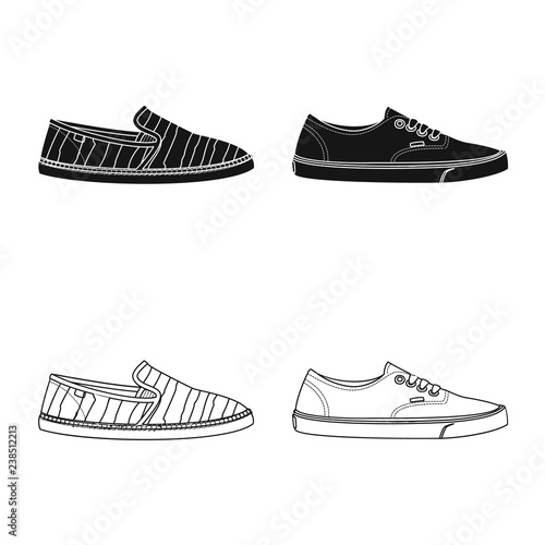 Vector design of shoe and footwear sign. Set of shoe and foot vector icon for stock.
