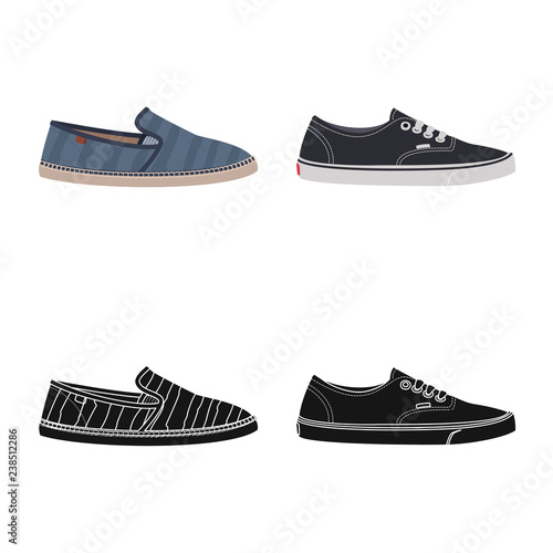 Vector illustration of shoe and footwear logo. Collection of shoe and foot vector icon for stock.