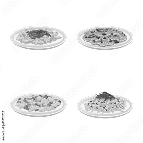 Isolated object of pasta and carbohydrate symbol. Collection of pasta and macaroni stock vector illustration.