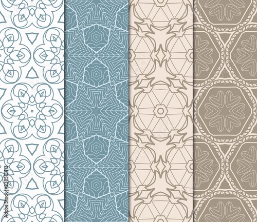 Set Of Ornamental Design. Modern Seamless Geometry Pattern. Vector Illustration. For Interior Design, Printing, Web And Textile Design.