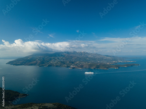 view of the island of Corfu Greece from the Albanian coast