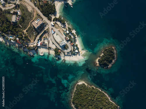 above view of Albanian beaches of ksamil, Albania (Albanian Riviera)