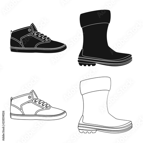 Isolated object of shoe and footwear icon. Collection of shoe and foot stock vector illustration.