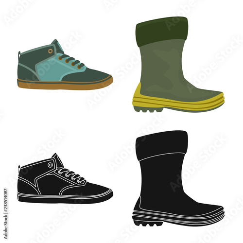 Vector design of shoe and footwear logo. Set of shoe and foot stock symbol for web.