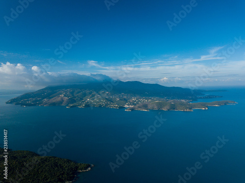 Aerial view of Corfu Greece (Greek island) taken from South Albania