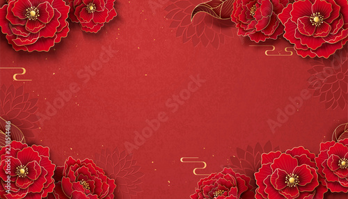 Luxury peony frame background