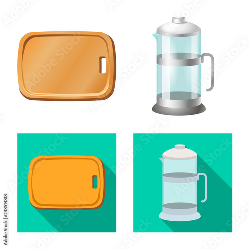 Vector design of kitchen and cook symbol. Set of kitchen and appliance vector icon for stock.