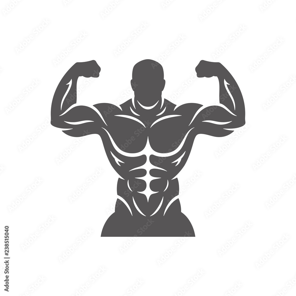 Bodybuilder male silhouette isolated on white background vector illustration. Bodybuilder male silhouette isolated on white background vector illustration.