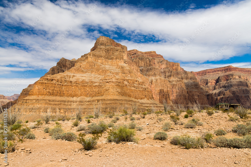 landscape and nature concept - view of grand canyon cliffs and desert