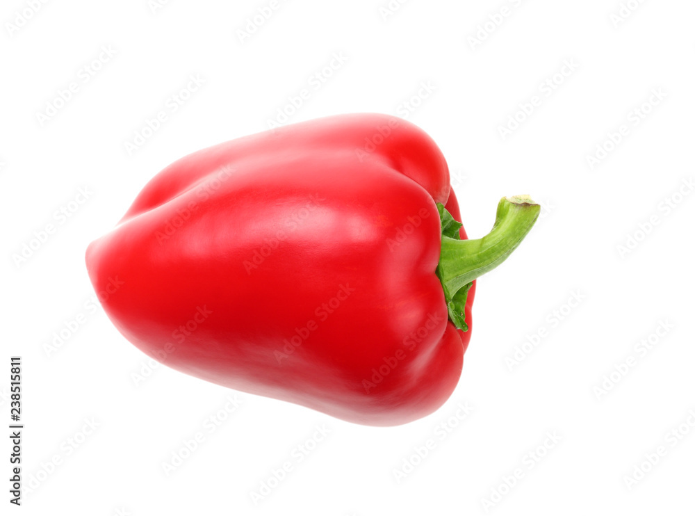 one red sweet bell pepper isolated on white background