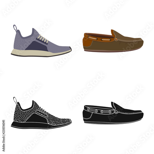 Isolated object of shoe and footwear sign. Collection of shoe and foot vector icon for stock.