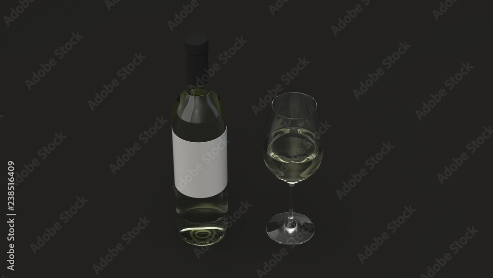 Bottle of white wine and a glass Bottle of white wine and a glass
