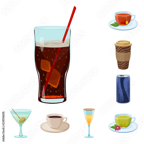 Isolated object of drink and bar symbol. Collection of drink and party stock symbol for web.