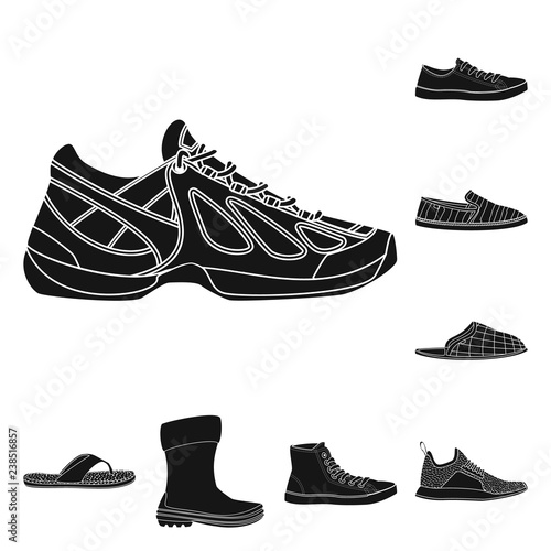 Vector illustration of shoe and footwear icon. Collection of shoe and foot stock vector illustration.