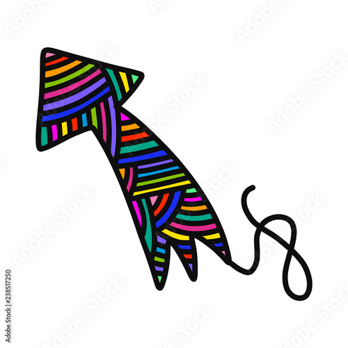 Knitted arrow comet yarn wool hand drawn illustration for prints posters t shirts background knitting courses and master classes