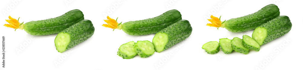 fresh cucumber slices isolated on white background fresh cucumber slices isolated on white background