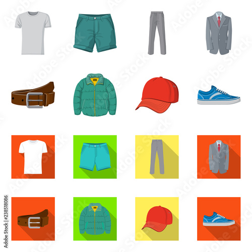 Vector illustration of man and clothing icon. Set of man and wear stock symbol for web.