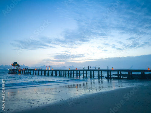 Paradise of sky colorful and silhouette of bridge on sunset time at Koh Yao Yai island   Thailand