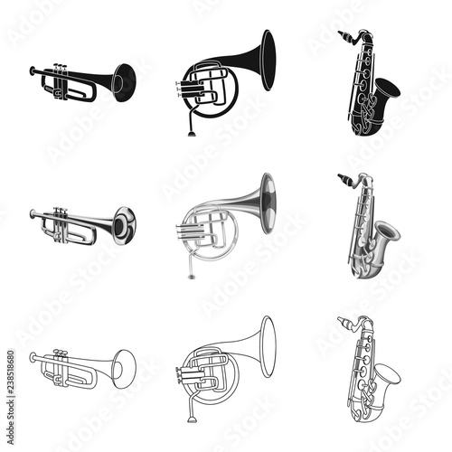 Isolated object of music and tune logo. Collection of music and tool stock vector illustration.