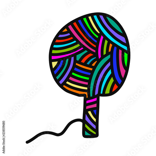 Knitted tree yarn wool hand drawn illustration for prints posters t shirts background knitting courses and master classes