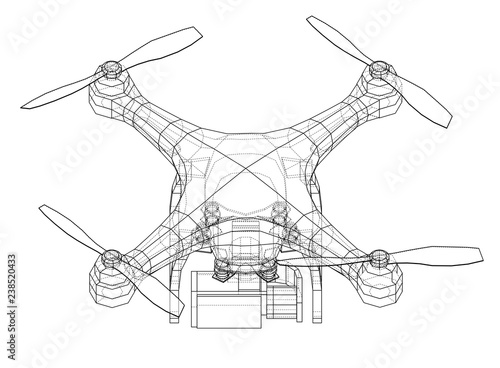Drone concept. Vector rendering of 3d