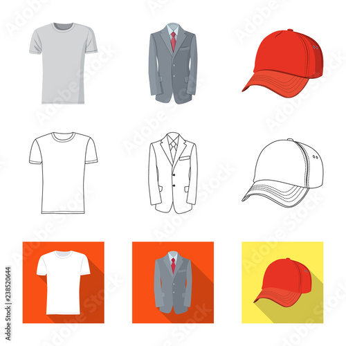 Isolated object of man and clothing sign. Collection of man and wear stock vector illustration.