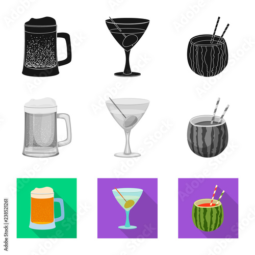 Vector design of drink and bar symbol. Set of drink and party stock symbol for web.