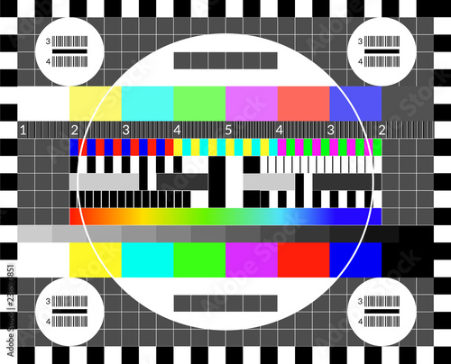 Retro tv test screen. Old calibration chip chart pattern.