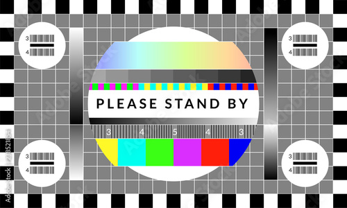Retro tv test screen. Old calibration chip chart pattern.