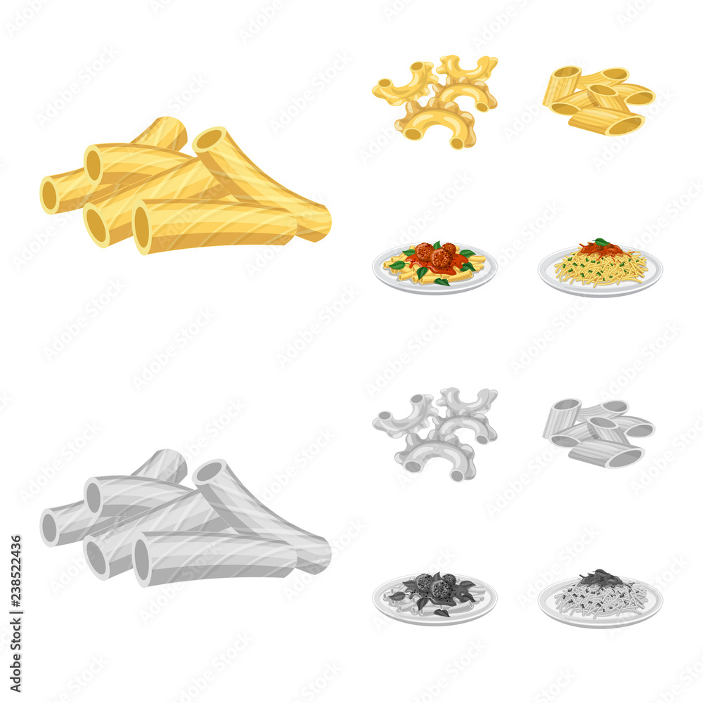 Vector design of pasta and carbohydrate icon. Collection of pasta and macaroni stock vector illustration. Vector design of pasta and carbohydrate icon. Collection of pasta and macaroni stock vector illustration.