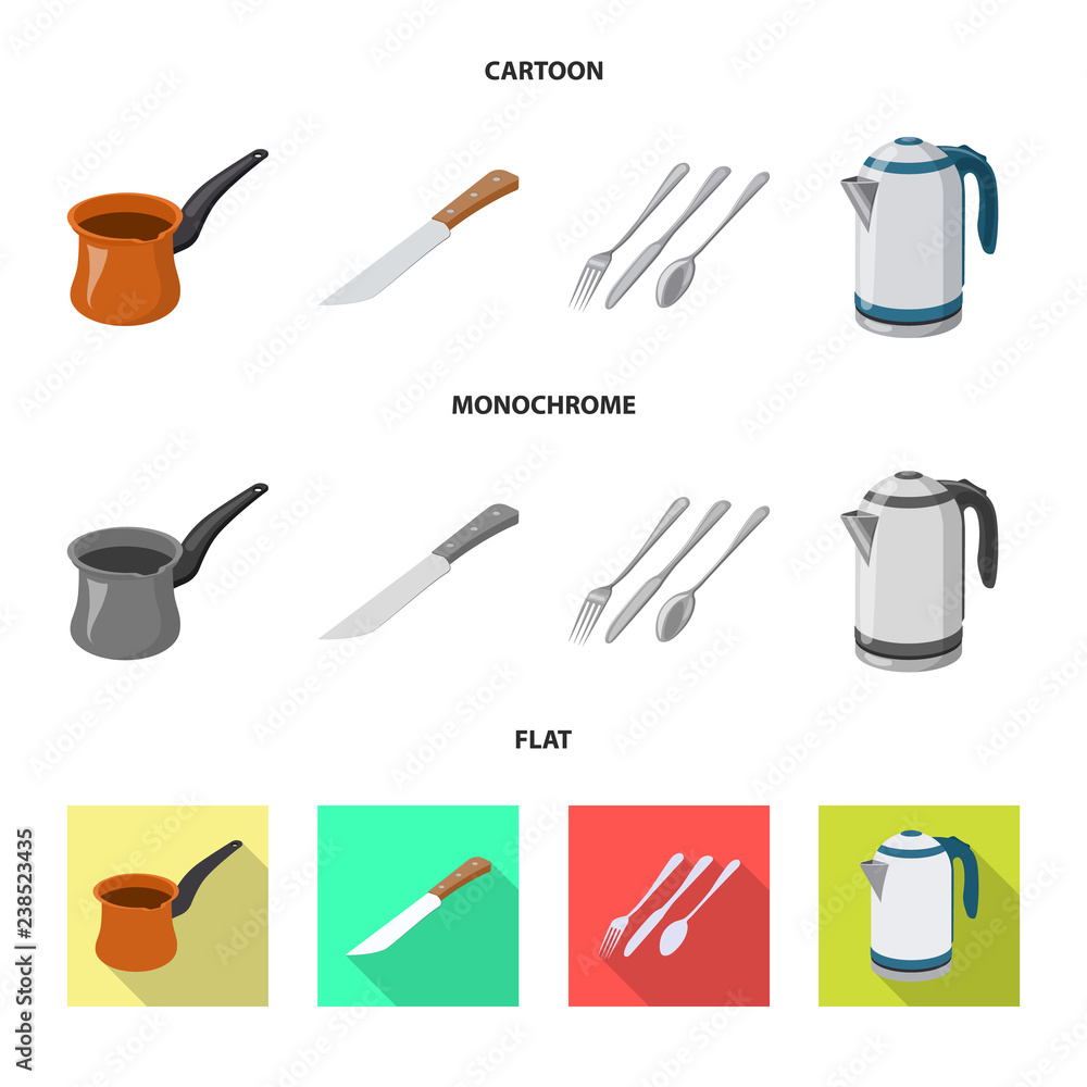 Vector illustration of kitchen and cook symbol. Set of kitchen and appliance stock vector illustration. Vector illustration of kitchen and cook symbol. Set of kitchen and appliance stock vector illustration.