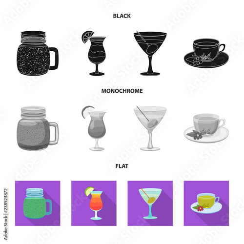 Vector illustration of drink and bar logo. Collection of drink and party stock vector illustration.